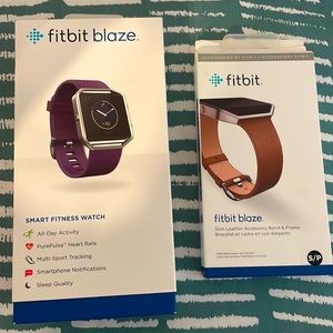 Fitbit Blaze fitness watch with extra leather band